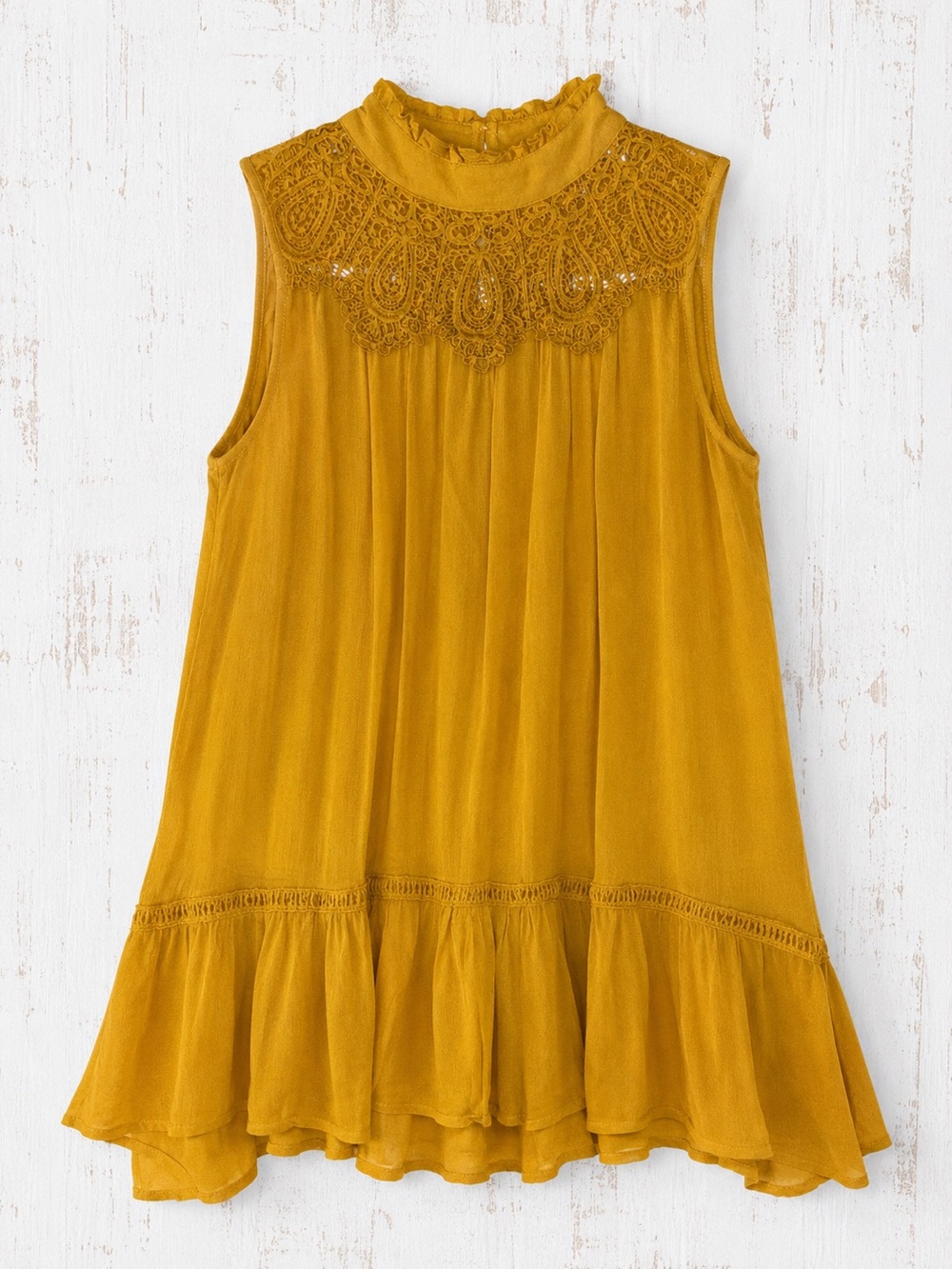 And The Why Top - Sleeveless Mock Neck Ruffle Hem